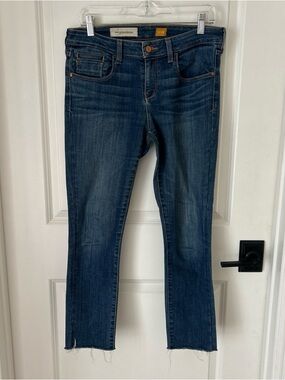 Pilcro and the Letterpress Sz 29/26 Skinny Stretch Frayed Hem Blue Denim Jeans